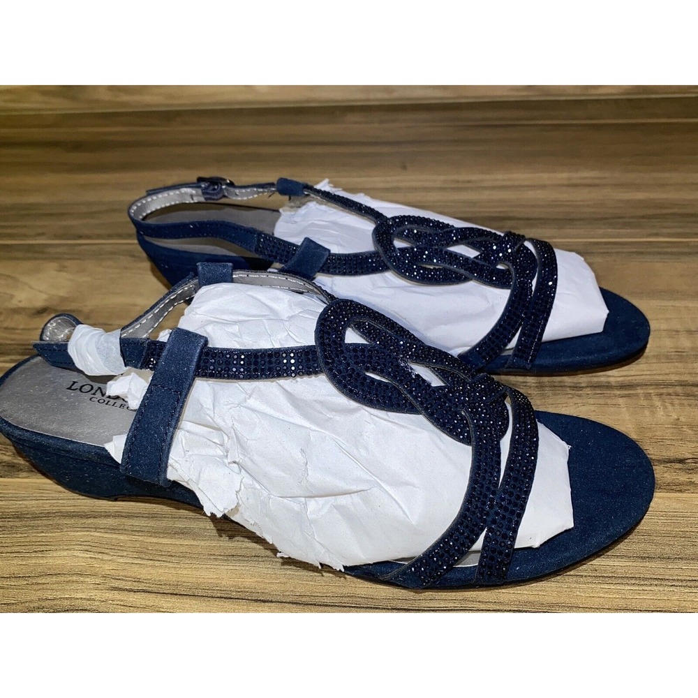 LONDON FOG Womens Macey Demi-Wedge Dress‎ Sandals, Size 7 Navy - Picture 2 of 7
